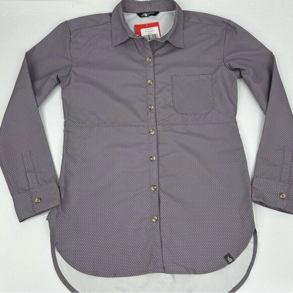 The North Face Women's NWT Purple Sage Dot Stevie Button Down Tunic Top S/C37.25 - Picture 5 of 10